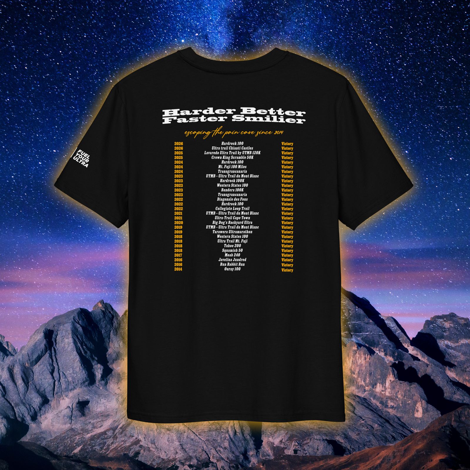 T-Shirt Signature Courtney Dauwalter — verso, palmarès